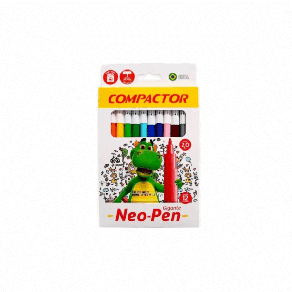 CANETINHA NEO-PEN GIGANTE 12 CORES / CANETA HIDROGRAFICA 12 CORES / COMPACTOR / MATERIAL ESCOLAR
