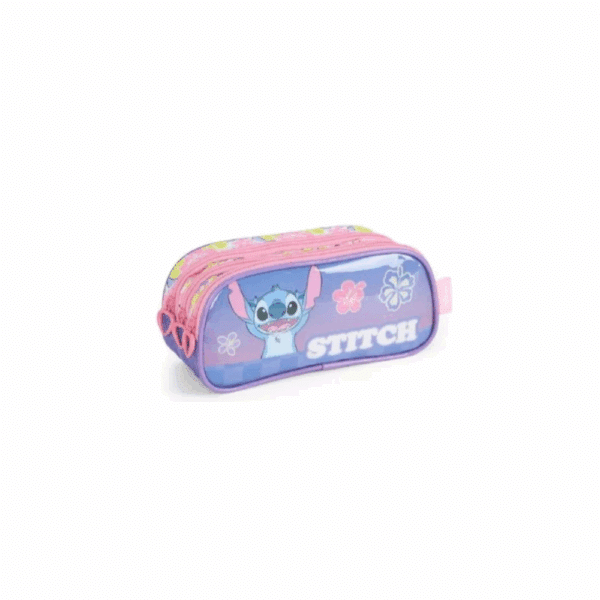 ESTOJO ESCOLAR STITCH 3 DIVISÓRIAS VIOLETA / LUXCEL / MATERIAL ESCOLAR