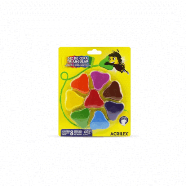 Giz de Cera Triangular com 08 Cores - Acrilex