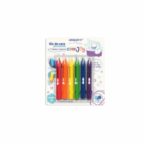 Giz de Cera pro Banho colorido 10cm 6 unidades ColorJoy Leo e Leo
