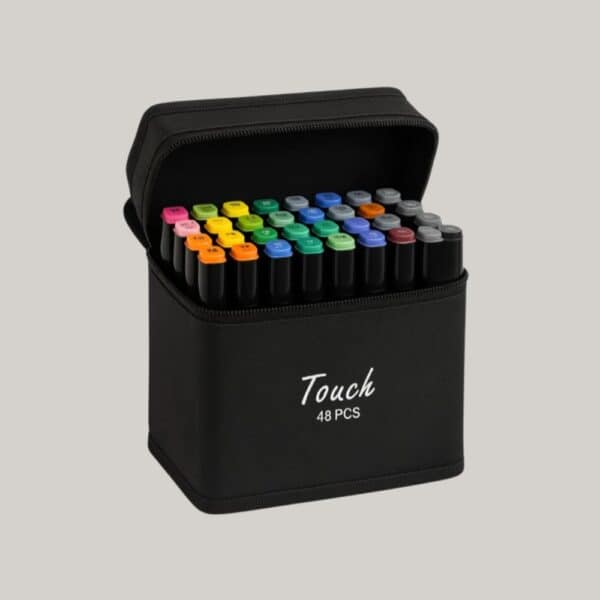MARCADOR A BASE DE ALCOOL 2 PONTAS l PONTA DUPLA l 48 CORES - TOUCH